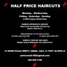 TOMORROW - HALF PRICE haircuts by apprentice barber!