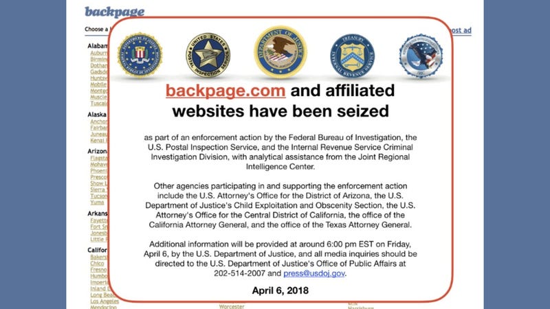 Illustration for article titled DHS, DOJ Now Looking Into Escort and Massage Sites That Boomed After Backpage Takedown