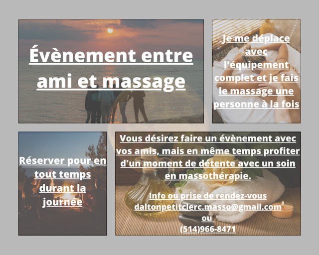 Évènement entre ami et massage dans Services de Santé et Beauté  à Laurentides