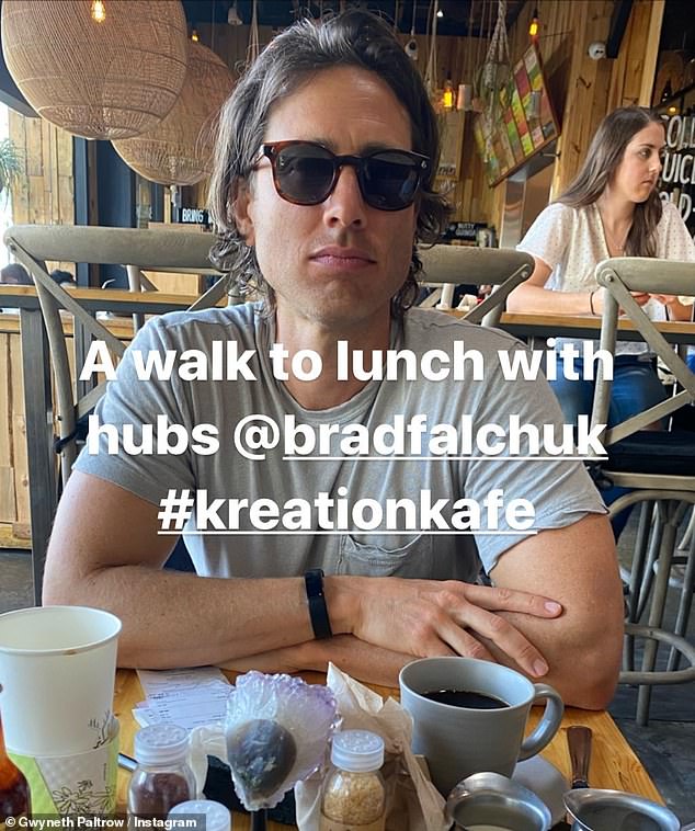 Ate before the red carpet: The actress, 47, also revealed that she had enjoyed lunch out with her husband Brad Falchuk ahead of the annual awards show