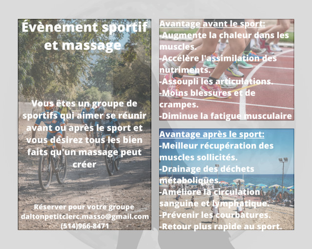 Évènement sportif et massage dans Services de Santé et Beauté  à Laurentides